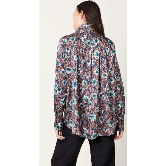 Rachel Comey Tie Rite Blouse in Brown Daisy NWT Size Medium - Picture 4 of 9